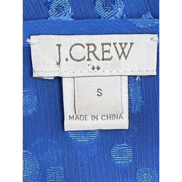 J. CREW Womens SMALL Blue Clip Dot Tie-Neck Sheer Long Sleeve BLOUSE E4291 EUC - Picture 8 of 10